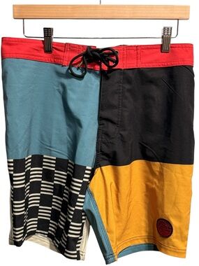 Fasthouse Colorblock After Hours Board Shorts Size 30 18” Swim Beach Checkered